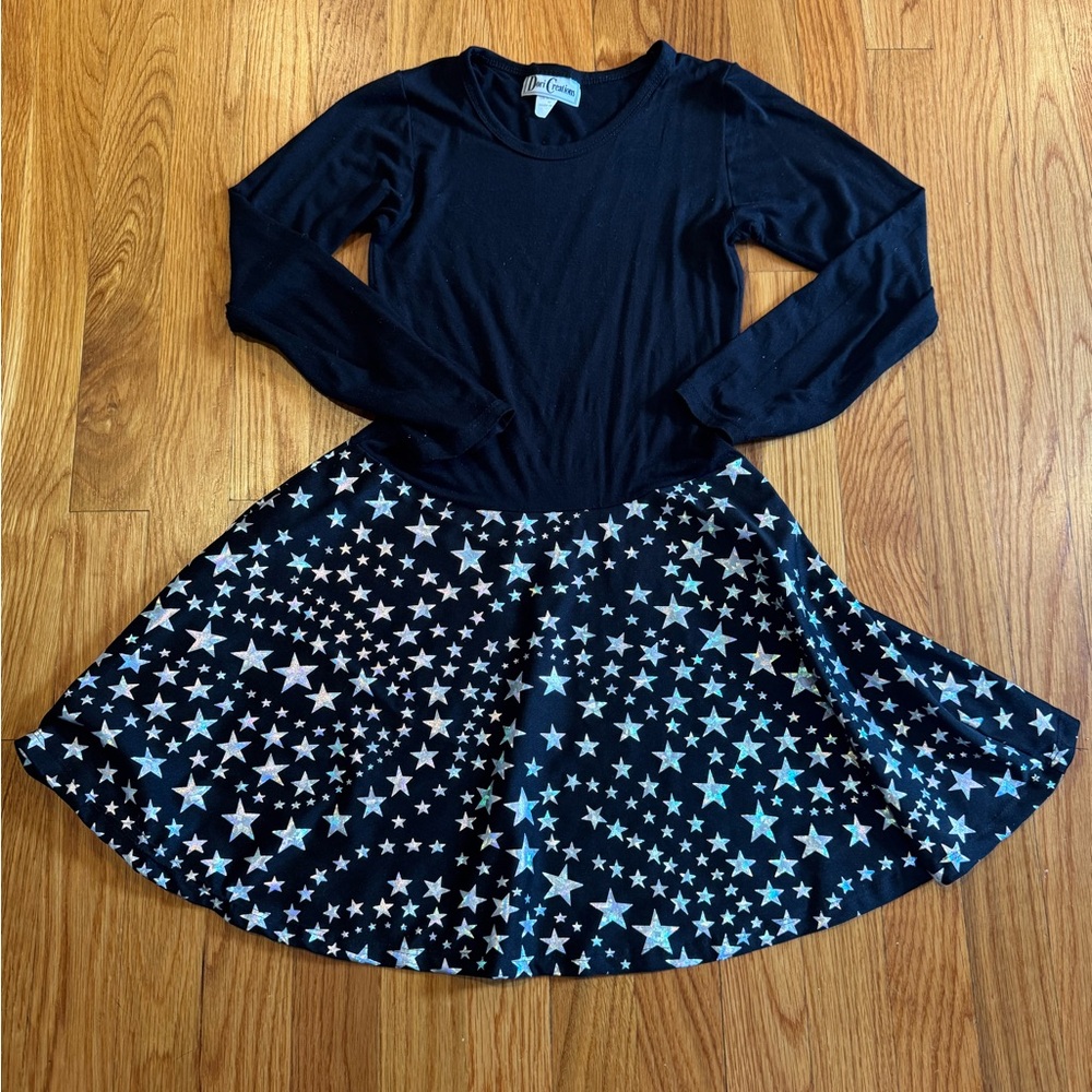 Dori Creations Girls Size 10 Black Skater Dress – Holographic Star Skirt